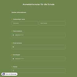 Vorlage für Schulanmeldeformular