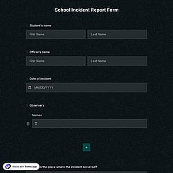 School Incident Report Form Template