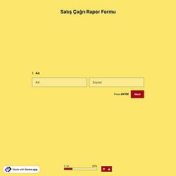 Satış Araması Raporu Formu Şablonu