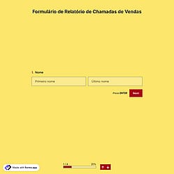 Modelo de Formulário de Relatório de Chamadas de Vendas