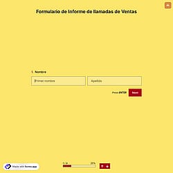 Plantilla de Formulario de Informe de llamadas de Ventas