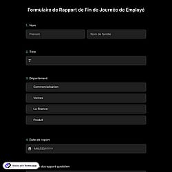 Modèle de Formulaire de Rapport de Fin de Journée de Employé