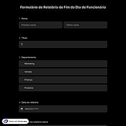 Modelo de Formulário de Relatório de Fim do Dia de Funcionário