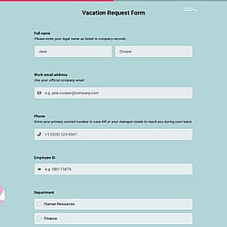 Holiday Request Form Template