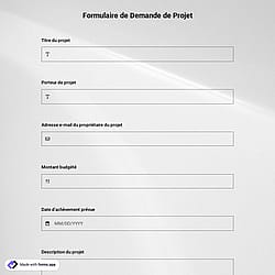 Modèle de Formulaire de Demande de Projet