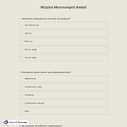Müşteri Memnuniyeti Anketi Şablonu