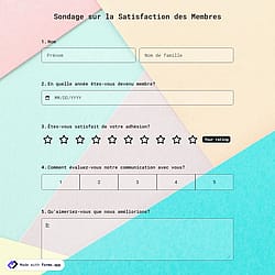 Modèle de Sondage sur la Satisfaction des Membres