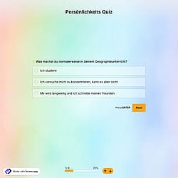 Vorlage für Persönlichkeitsquiz