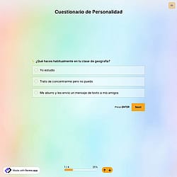 Plantilla de cuestionario de personalidad