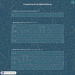 Plantilla de Cuestionario de Matemáticas