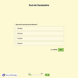 Modèle de Quiz de Vocabulaire