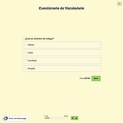 Plantilla de Cuestionario de Vocabulario