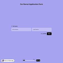 Car Rental Application Form Template