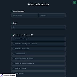 Plantilla de formulario de evaluación