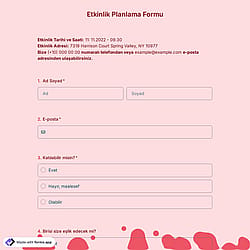 Etkinlik Planlama Formu Şablonu