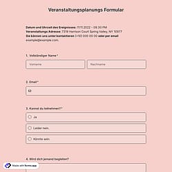 Formularvorlage für die Veranstaltungsplanung