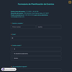 Plantilla de Formulario de Planificación de Eventos