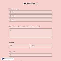 Geri Bildirim Formu Şablonu