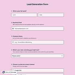 Lead Generation Form Template