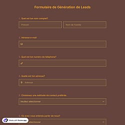 Modèle de formulaire de génération de leads