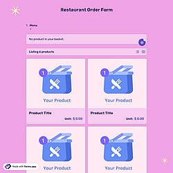 Restaurant Order Form Template