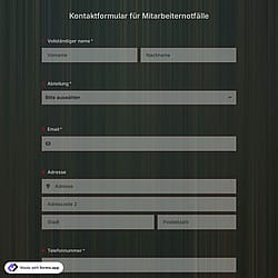 Formularvorlage für Notfallkontakte von Mitarbeitern