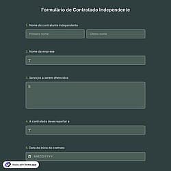 Modelo de formulário para prestador de serviços independente