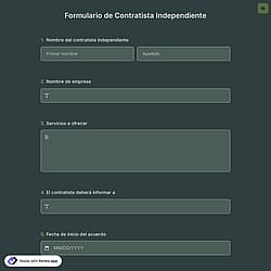 Plantilla de formulario para contratista independiente