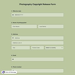 Photography Copyright Release Form Template