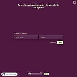 Plantilla de formulario de autorización de modelo de fotografía