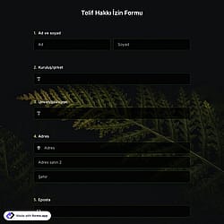 Telif Hakkı İzin Formu Şablonu
