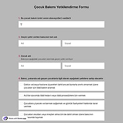  Çocuk Bakımı Yetkilendirme Formu Şablonu