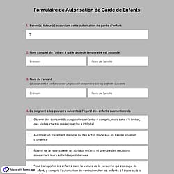 Formulaire de Autorisation de Garde de Enfants