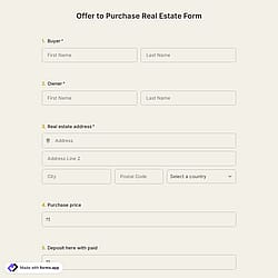 Offer To Purchase Real Estate Form Template