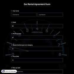 Car Rental Agreement Form Template