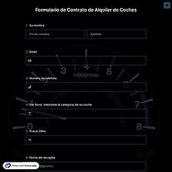 Plantilla de Formulario de Contrato de Alquiler de Coches