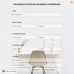 Plantilla de Formulario de Contrato de Alquiler de Habitación