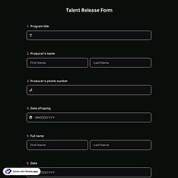 Talent Release Form Template