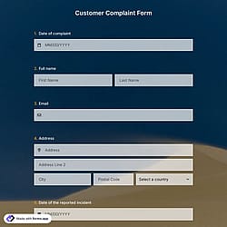 Customer Complaint Form Template