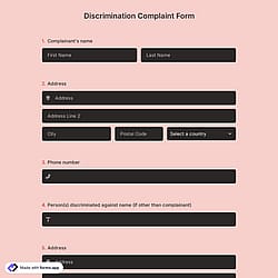Discrimination Complaint Form Template