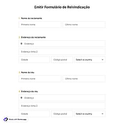 Emitir Formulário de Reivindicação