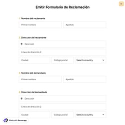 Plantilla de Emitir Formulario de Reclamación