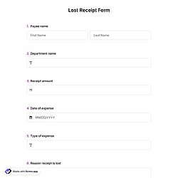 Lost Receipt Form Template