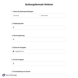 Quittungsformular Verloren