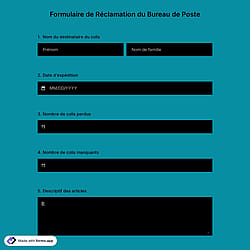 Formulaire de Réclamation du Bureau de Poste