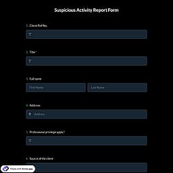 Suspicious Activity Report Form Template