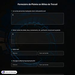 Formulaire de Plainte en Milieu de Travail