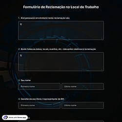 Formulário de Reclamação no Local de Trabalho