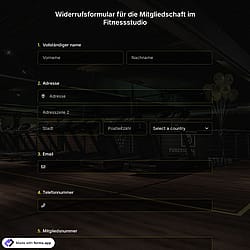 Widerrufsformular für die Mitgliedschaft im Fitnessstudio