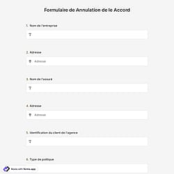 Formulaire de Annulation de le Accord